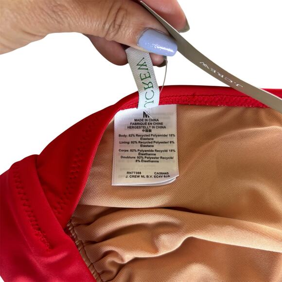 J.Crew Red Halter Tie-Back Bikini Top Women’s Swimwear Size Medium - Picture 6 of 7